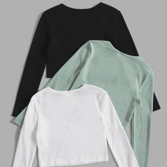 NEW! NWOT 3 SHEIN RIBBED TOPS GIRLS 8Y NWOT - Picture 2 of 9